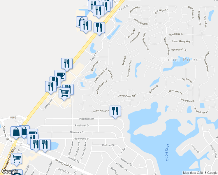 map of restaurants, bars, coffee shops, grocery stores, and more near 6234 Burning Tree Lane in Spring Hill