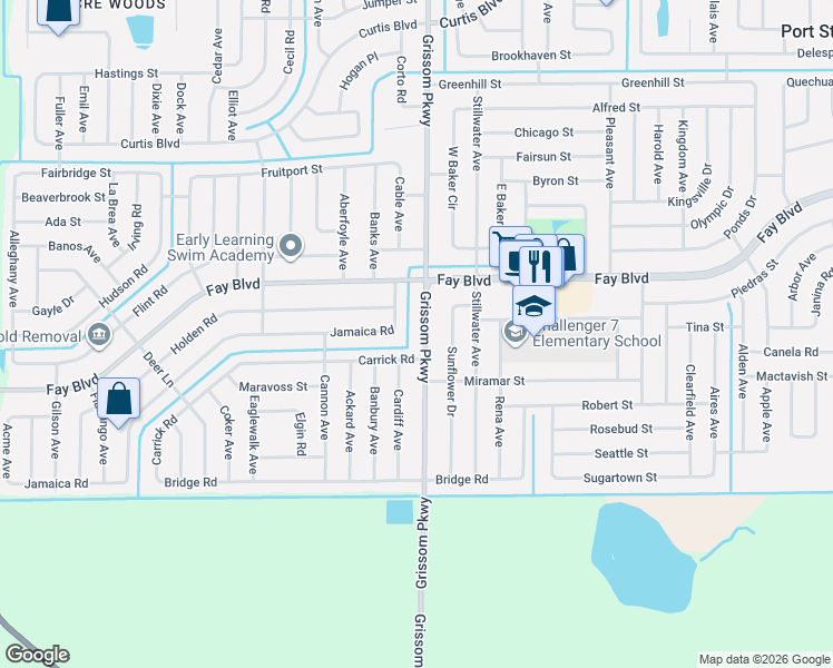 map of restaurants, bars, coffee shops, grocery stores, and more near 5073 Jamaica Road in Cocoa