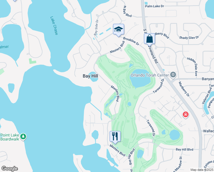 map of restaurants, bars, coffee shops, grocery stores, and more near 5962 Masters Boulevard in Orlando