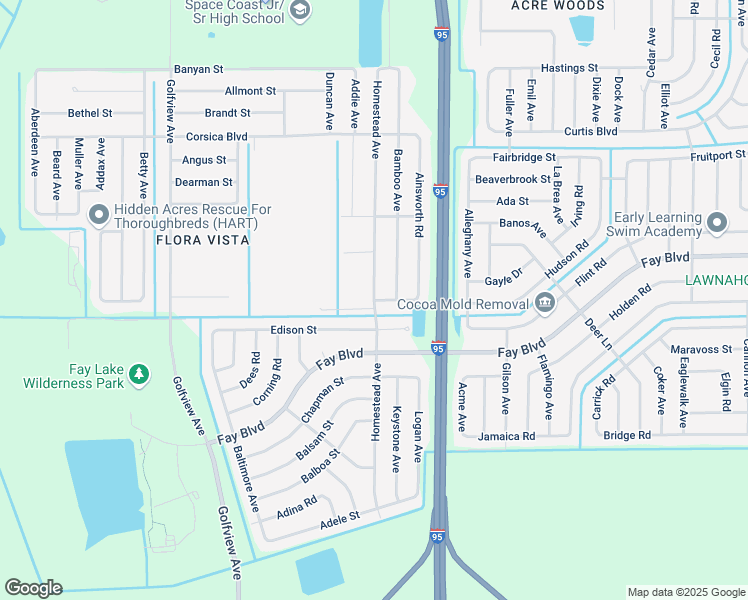 map of restaurants, bars, coffee shops, grocery stores, and more near 6200 Homestead Avenue in Cocoa