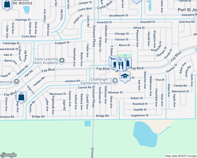 map of restaurants, bars, coffee shops, grocery stores, and more near 6158 Sunflower Dr in Cocoa