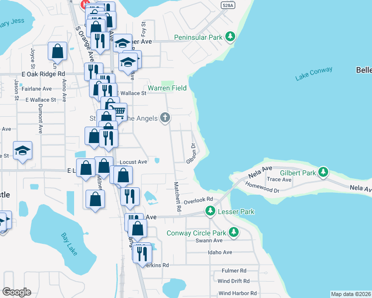 map of restaurants, bars, coffee shops, grocery stores, and more near 6433 Stockbridge Avenue in Belle Isle