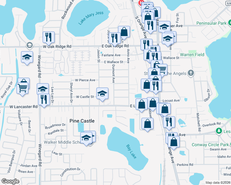 map of restaurants, bars, coffee shops, grocery stores, and more near 258 East Buchanon Avenue in Orlando