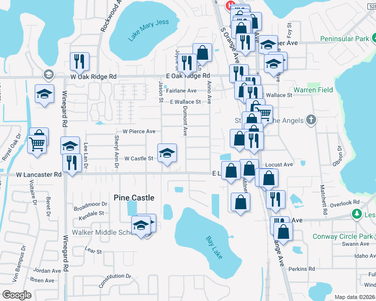 map of restaurants, bars, coffee shops, grocery stores, and more near 258 East Buchanon Avenue in Orlando