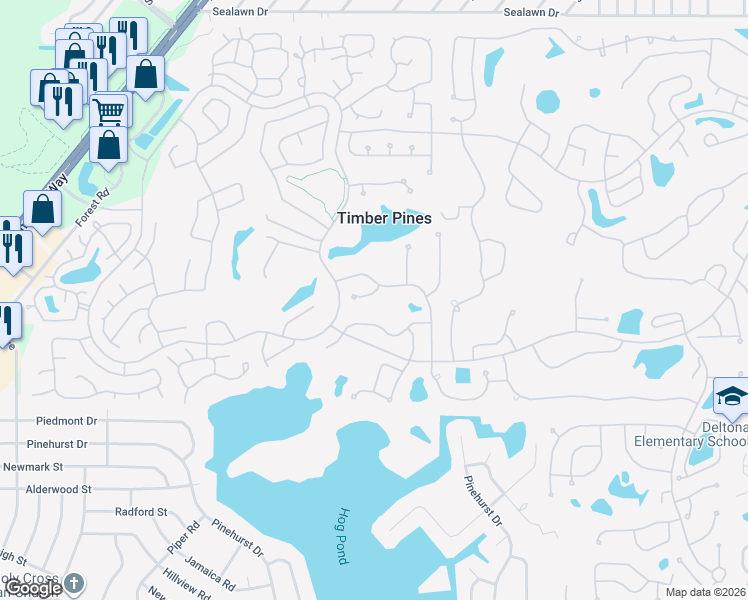 map of restaurants, bars, coffee shops, grocery stores, and more near 7116 Pond View Court in Spring Hill