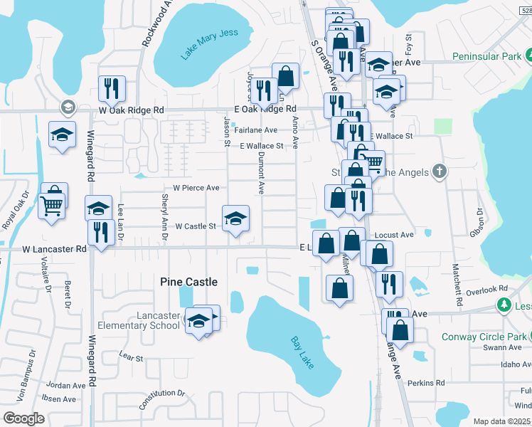 map of restaurants, bars, coffee shops, grocery stores, and more near 258 East Buchanon Avenue in Orlando