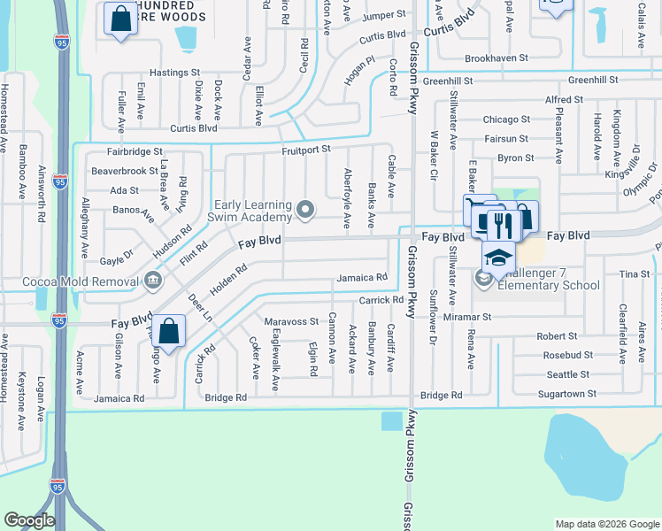 map of restaurants, bars, coffee shops, grocery stores, and more near 5206 Jamaica Road in Cocoa