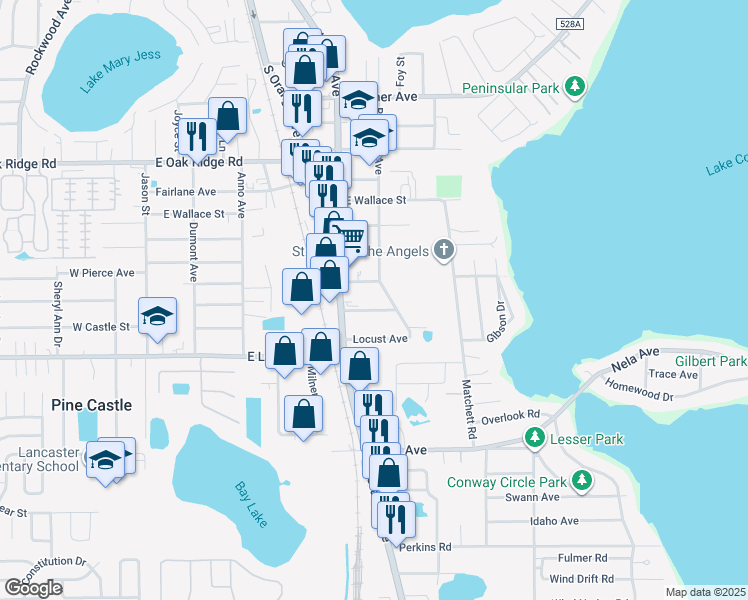 map of restaurants, bars, coffee shops, grocery stores, and more near 1010 East Buchanon Avenue in Orlando