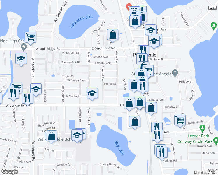 map of restaurants, bars, coffee shops, grocery stores, and more near 258 East Buchanon Avenue in Orlando