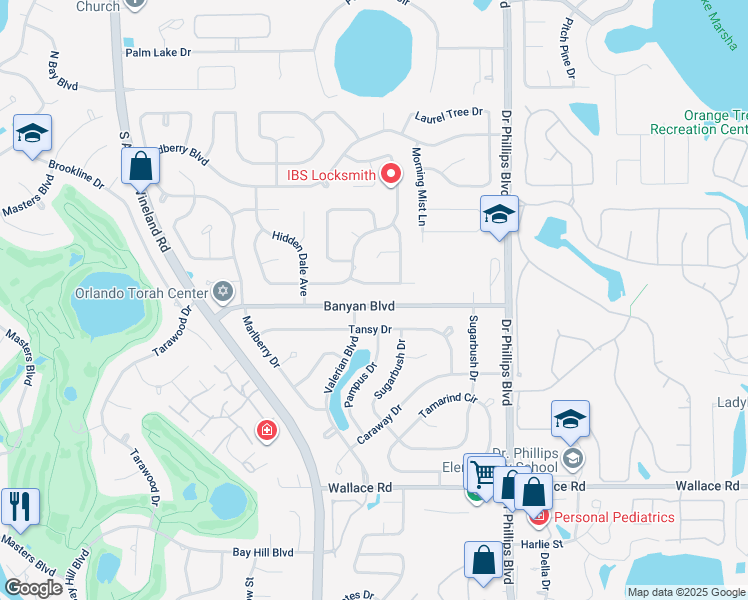map of restaurants, bars, coffee shops, grocery stores, and more near 8340 Crosswicks Drive in Orlando