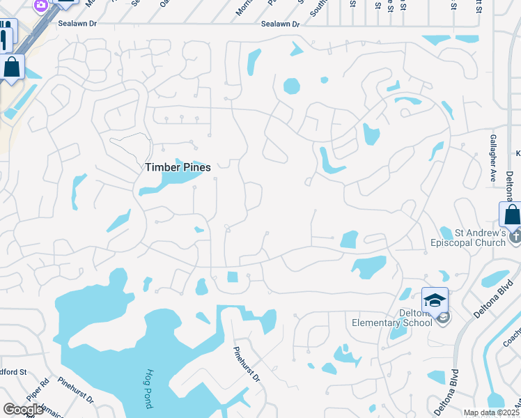 map of restaurants, bars, coffee shops, grocery stores, and more near 2326 Scenic Hill Drive in Spring Hill