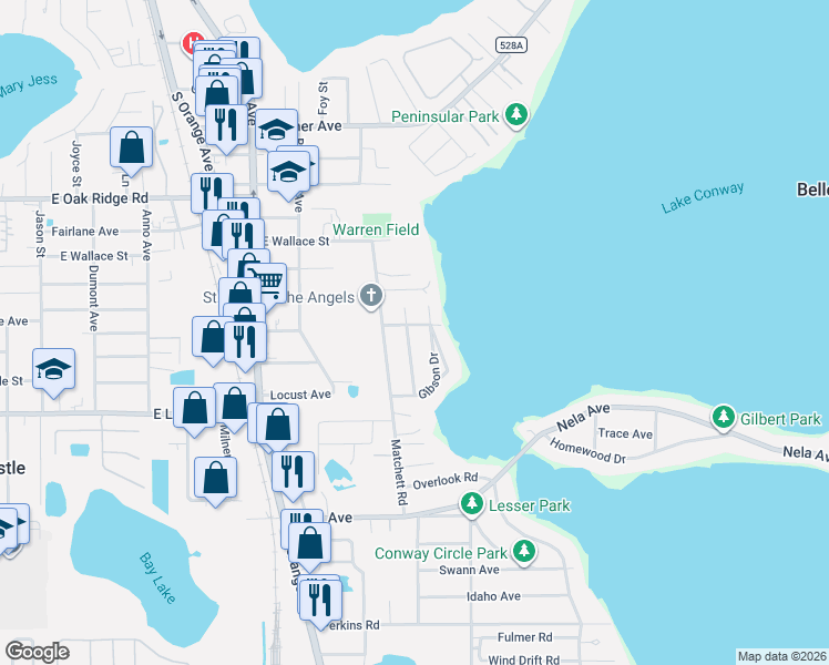 map of restaurants, bars, coffee shops, grocery stores, and more near 1508 Delia Avenue in Belle Isle