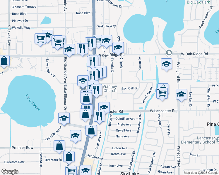 map of restaurants, bars, coffee shops, grocery stores, and more near 6224 Willow Oak Ln in Orlando