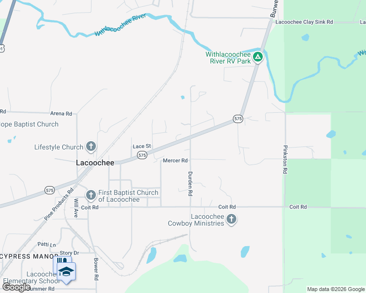 map of restaurants, bars, coffee shops, grocery stores, and more near 21323 Durden Road in Dade City