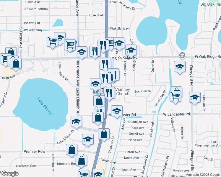 map of restaurants, bars, coffee shops, grocery stores, and more near 1130 Doss Avenue in Orlando