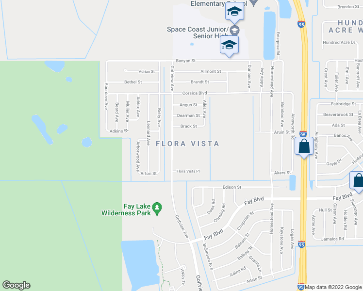 map of restaurants, bars, coffee shops, grocery stores, and more near 6321 Golfview Avenue in Cocoa