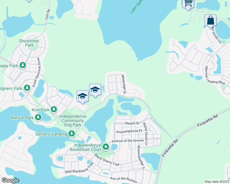 map of restaurants, bars, coffee shops, grocery stores, and more near 6439 New Independence Parkway in Winter Garden