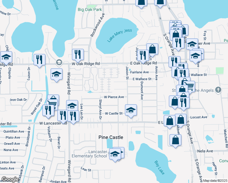 map of restaurants, bars, coffee shops, grocery stores, and more near 128 West Wallace Street in Orlando
