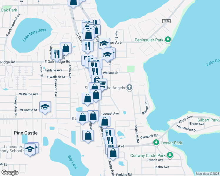 map of restaurants, bars, coffee shops, grocery stores, and more near 1004 East Fillmore Avenue in Orlando