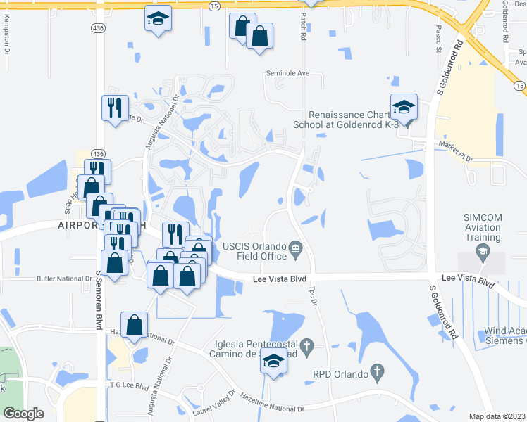 map of restaurants, bars, coffee shops, grocery stores, and more near 6506 Swissco Drive in Orlando