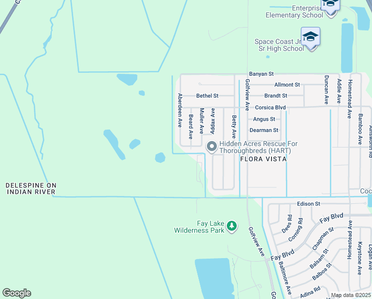 map of restaurants, bars, coffee shops, grocery stores, and more near 6420 Beard Avenue in Cocoa