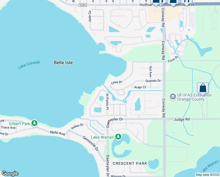 map of restaurants, bars, coffee shops, grocery stores, and more near 5918 Cove Drive in Belle Isle