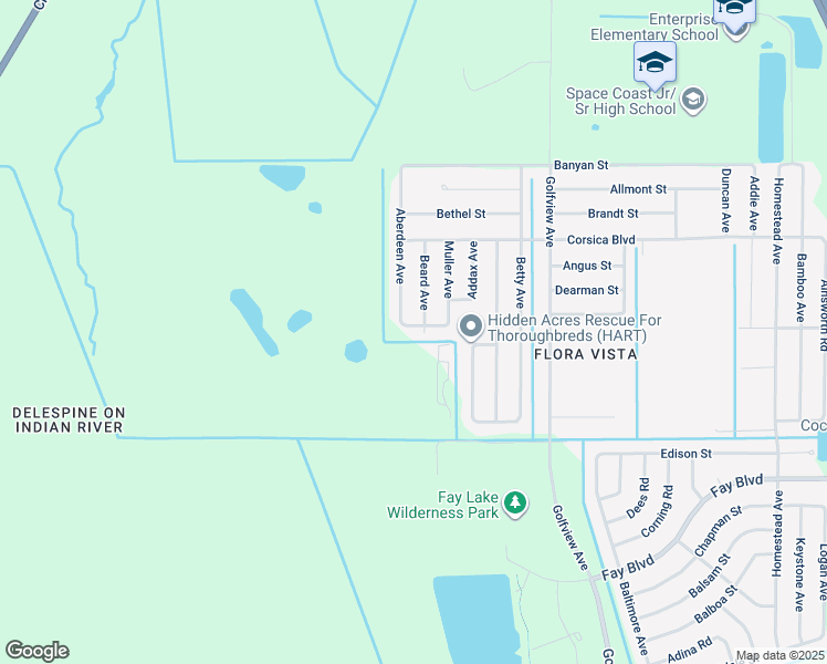 map of restaurants, bars, coffee shops, grocery stores, and more near 6420 Beard Avenue in Cocoa