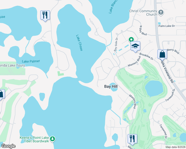 map of restaurants, bars, coffee shops, grocery stores, and more near 5745 Emerington Crescent in Orlando