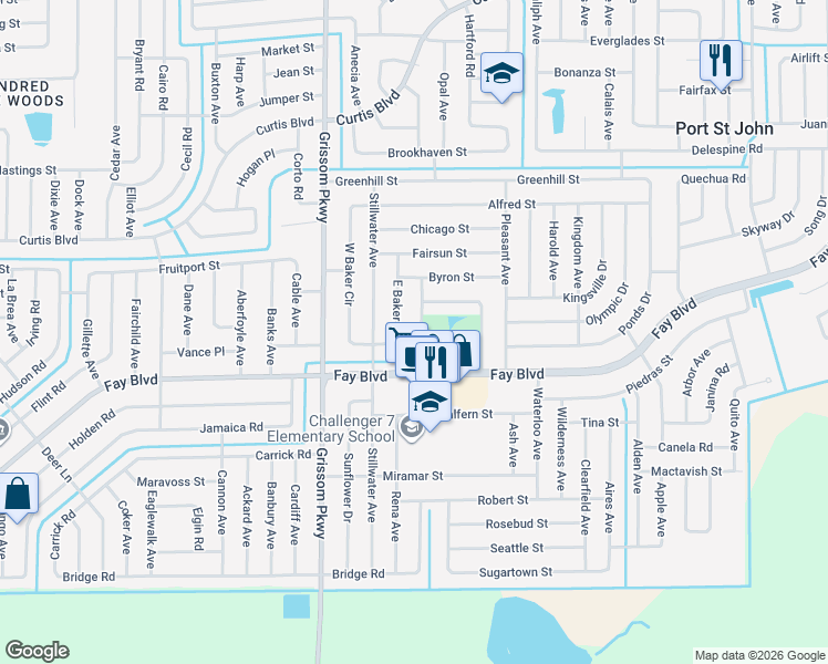 map of restaurants, bars, coffee shops, grocery stores, and more near 6334 Depot Avenue in Cocoa