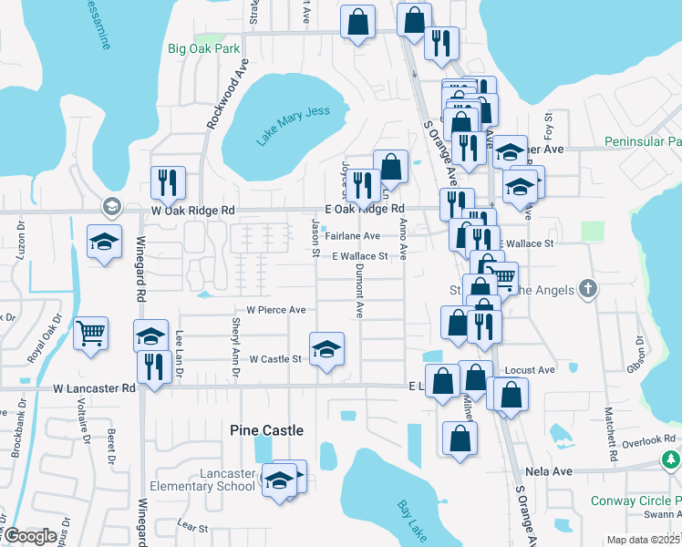 map of restaurants, bars, coffee shops, grocery stores, and more near 101 East Fillmore Avenue in Orlando