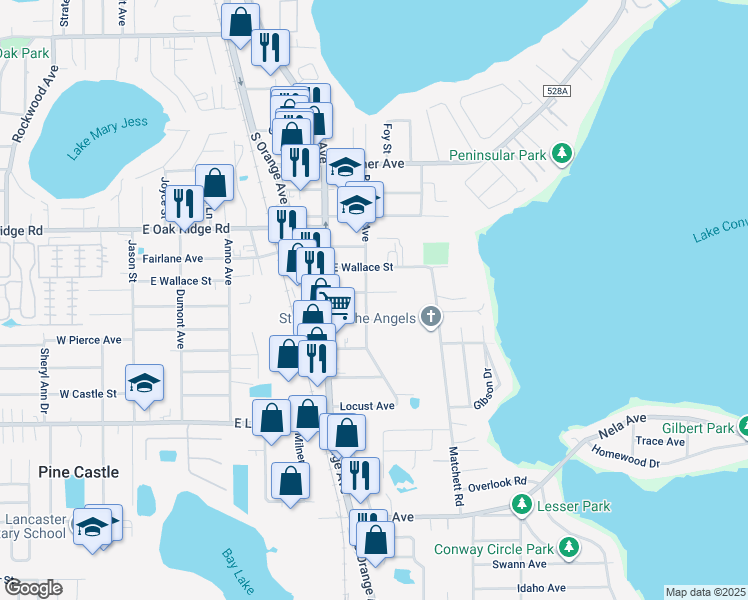 map of restaurants, bars, coffee shops, grocery stores, and more near 1004 East Fillmore Avenue in Orlando