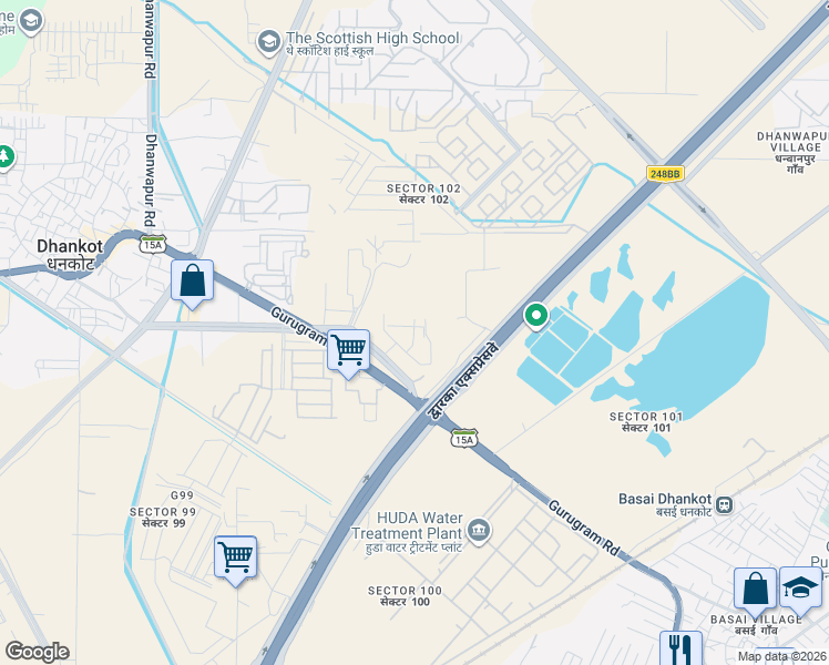 map of restaurants, bars, coffee shops, grocery stores, and more near in Gurugram