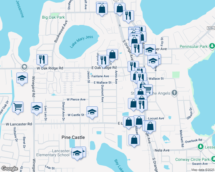 map of restaurants, bars, coffee shops, grocery stores, and more near 205 East Fillmore Avenue in Orlando