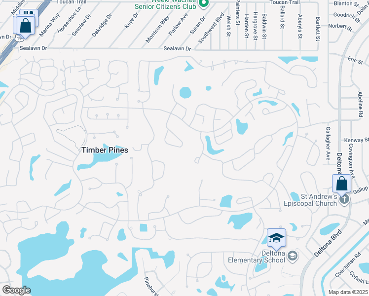 map of restaurants, bars, coffee shops, grocery stores, and more near 2368 Fairskies Drive in Spring Hill