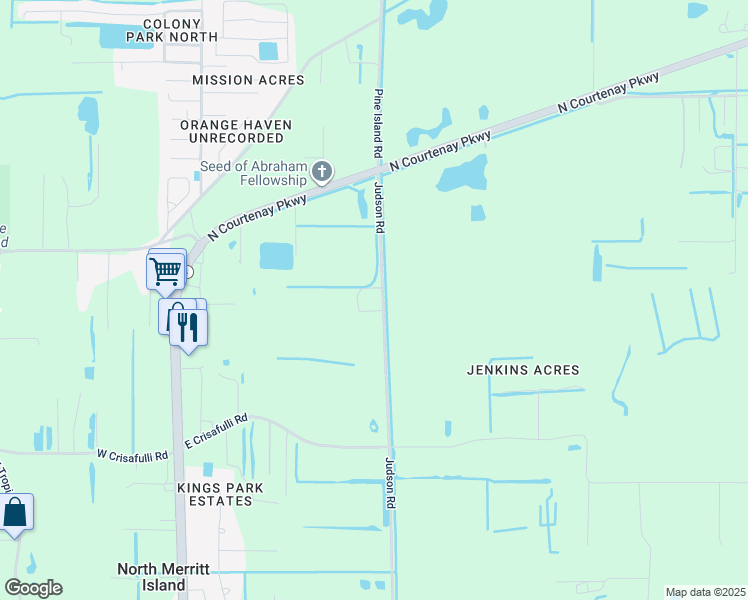 map of restaurants, bars, coffee shops, grocery stores, and more near 6275 Judson Road in Merritt Island