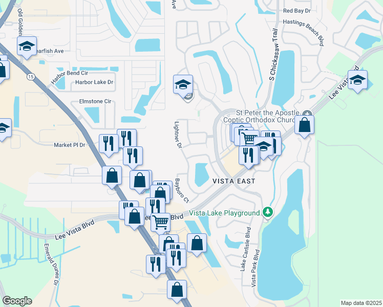 map of restaurants, bars, coffee shops, grocery stores, and more near 6690 Lake Pembroke Place in Orlando