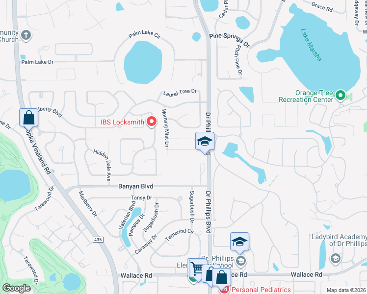 map of restaurants, bars, coffee shops, grocery stores, and more near 8197 Bluestar Circle in Orlando