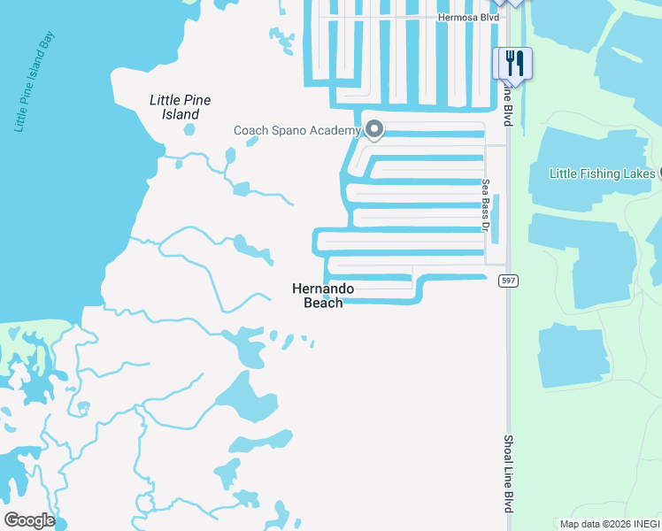 map of restaurants, bars, coffee shops, grocery stores, and more near in Hernando Beach