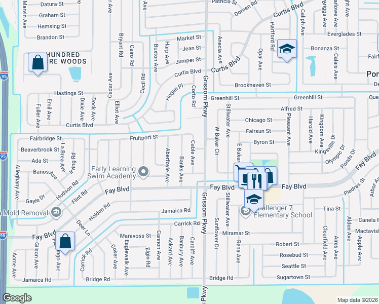 map of restaurants, bars, coffee shops, grocery stores, and more near 6447 Cable Avenue in Cocoa