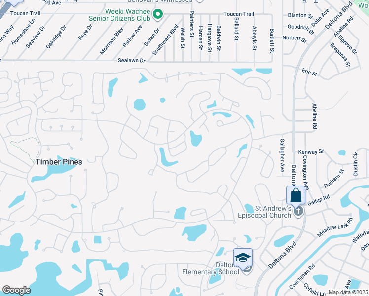 map of restaurants, bars, coffee shops, grocery stores, and more near 7399 Meadow Brook Lane in Spring Hill