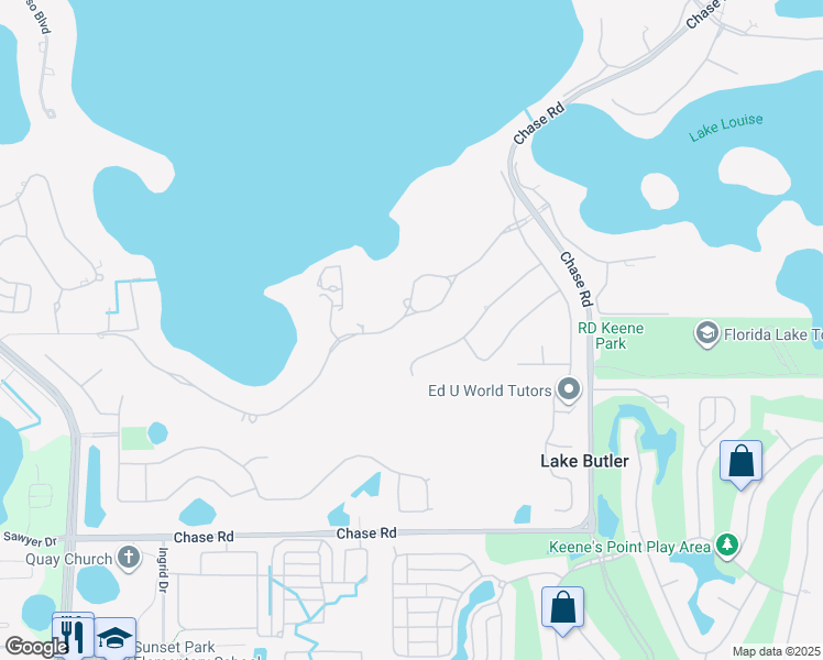 map of restaurants, bars, coffee shops, grocery stores, and more near 11108 Bridge House Road in Windermere