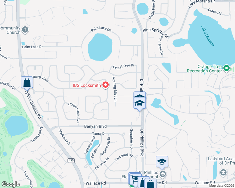 map of restaurants, bars, coffee shops, grocery stores, and more near 8101 Bluestar Circle in Orlando