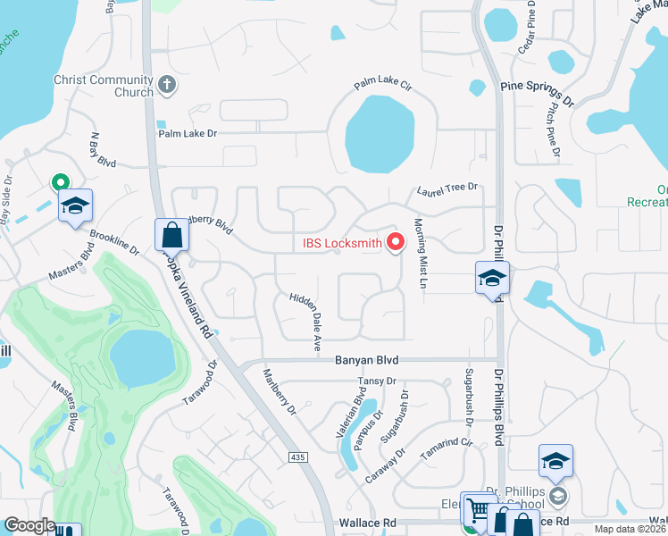 map of restaurants, bars, coffee shops, grocery stores, and more near 6378 Edge O Grove Circle in Orlando