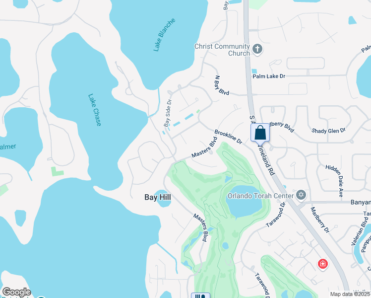 map of restaurants, bars, coffee shops, grocery stores, and more near 5741 Bay Side Drive in Orlando
