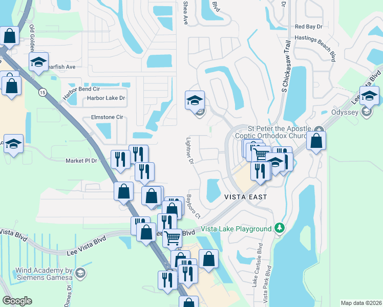 map of restaurants, bars, coffee shops, grocery stores, and more near 6298 Glenn Cliff Way in Orlando