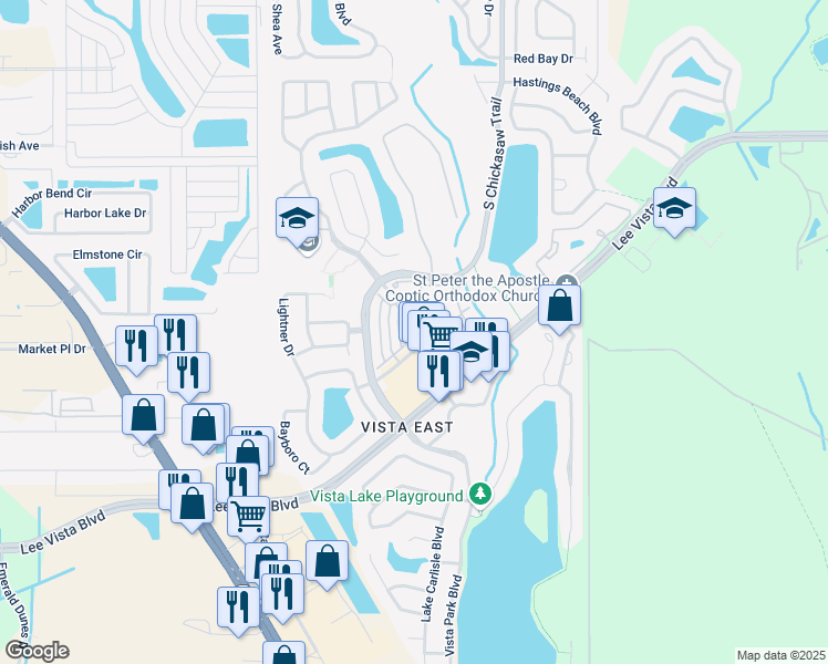 map of restaurants, bars, coffee shops, grocery stores, and more near 6301 Bristol Channel Way in Orlando