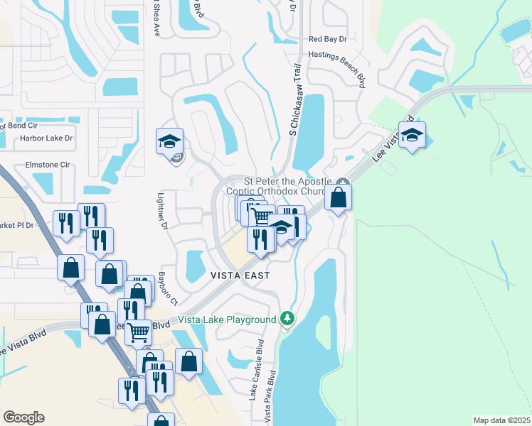 map of restaurants, bars, coffee shops, grocery stores, and more near 8676 Saratoga Inlet Drive in Orlando