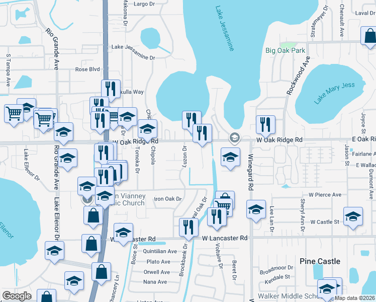 map of restaurants, bars, coffee shops, grocery stores, and more near 5924 Luzon Drive in Orlando