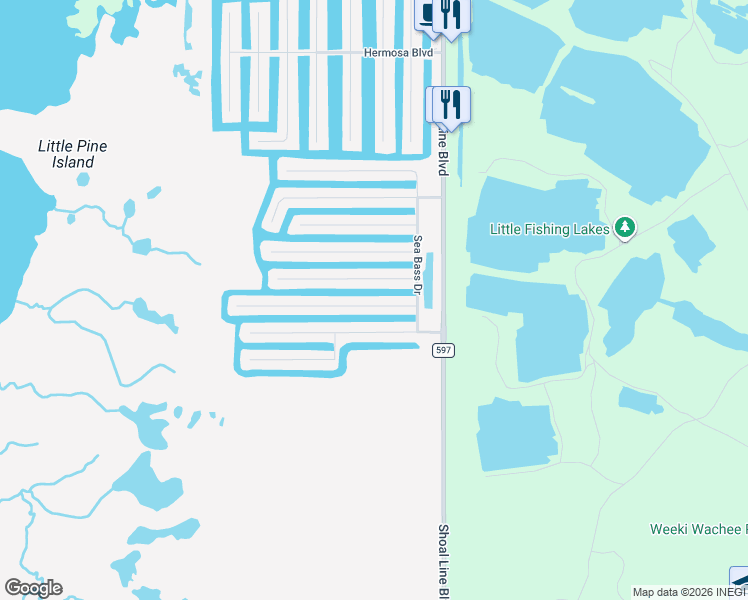 map of restaurants, bars, coffee shops, grocery stores, and more near 4018 Croaker Drive in Hernando Beach