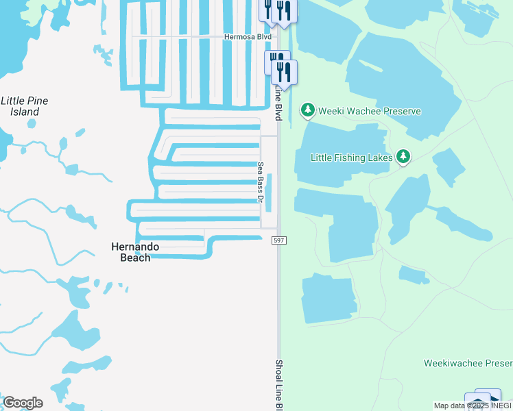 map of restaurants, bars, coffee shops, grocery stores, and more near 4065 Croaker Drive in Hernando Beach